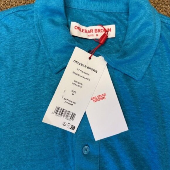 Orlebar Men's short sleeve  linen polo shirt NWT - Med - Picture 4 of 4